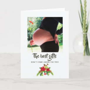 Volkskunst Aquarel Bloem Kerstmis Baby Verwacht Aankondiging