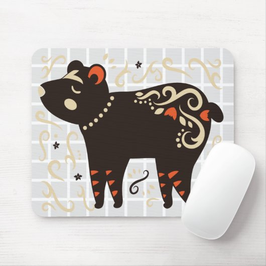 Volkskunst Beer Grid Muismat (Met muis)