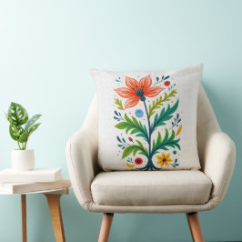 Volkskunst Bloem Boom Botanisch Boho Cottagecore Kussen