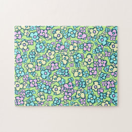 Volkskunst Bloemen Lente Groen Pastelkleuren Legpuzzel