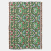 Volkskunst Bloemen met vogels op groene gooi Deken (Voorkant Verticaal)