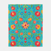 Volkskunst bloemmotief fleece deken (Voorkant)
