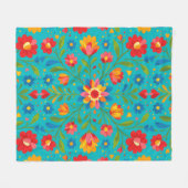 Volkskunst bloemmotief fleece deken (Voorkant (Horizontaal))