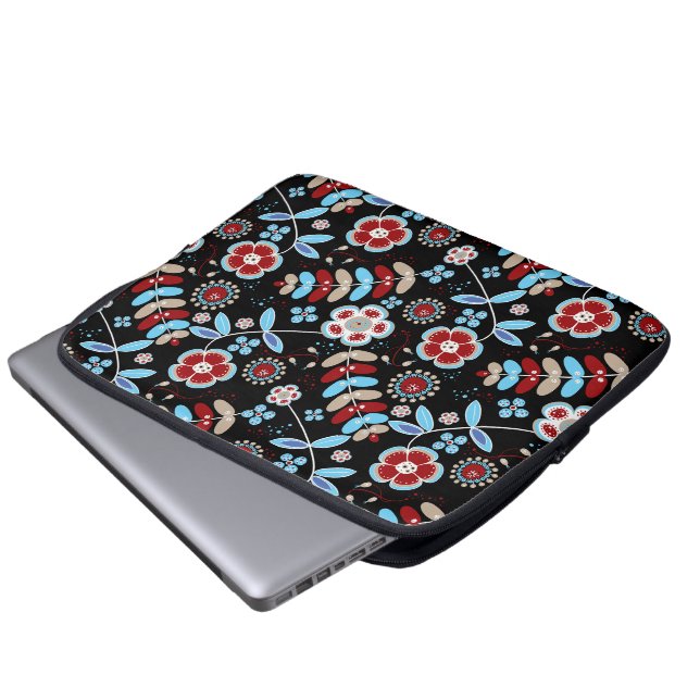 Volkskunst Bloemmotief Laptop Sleeve (Voorkant onderkant)