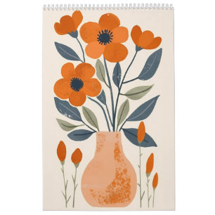Volkskunst bloemmotief Scandinavische oranje blo Kalender