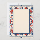 Volkskunst bloemrijk rood, wit en blauw kaart (Achterkant)