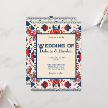 Volkskunst bloemrijk rood, wit en blauw