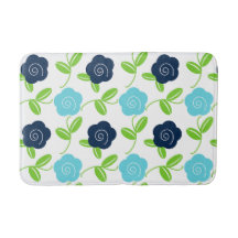 Volkskunst bloemruiker in marineblauw en aqua op w