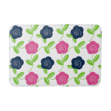 Volkskunst bloemstuk in marineblauw en hete roze o