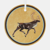 Volkskunst Caribou/rendieren Glas Ornament (Achterkant)
