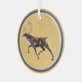 Volkskunst Caribou/rendieren Glas Ornament (Voorkant links)