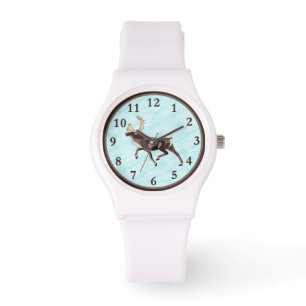 Volkskunst Caribou/rendieren Horloge