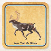 Volkskunst Caribou/rendieren Kartonnen Onderzetters (Voorkant)