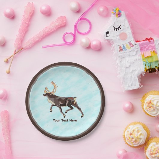Volkskunst Caribou/rendieren Papieren Bordje (Feest)
