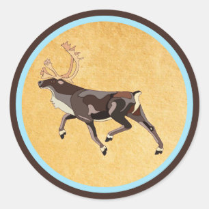 Volkskunst Caribou/rendieren Ronde Sticker