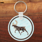Volkskunst Caribou/rendieren Sleutelhanger (Voorkant)