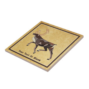 Volkskunst Caribou/rendieren Tegeltje