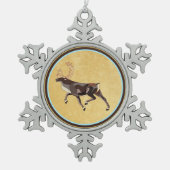 Volkskunst Caribou/rendieren Tin Sneeuwvlok Ornament (Voorkant)