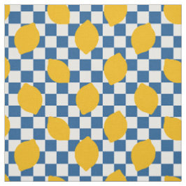 Volkskunst citroen op schaakbord in goud en blauw stof
