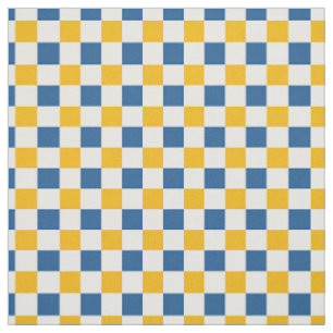 Volkskunst citroen schaakbord in goud en blauw stof