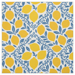 Volkskunst citroenblokprint in goud en blauw stof