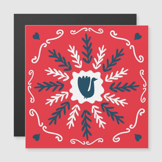 Volkskunst Doodle Kunst Kersttegel (Voorkant / Achterkant)