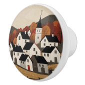 volkskunst dorpscène keramische knop (Rechts)