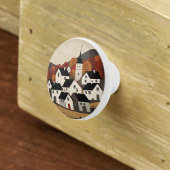  volkskunst dorpscène keramische knop