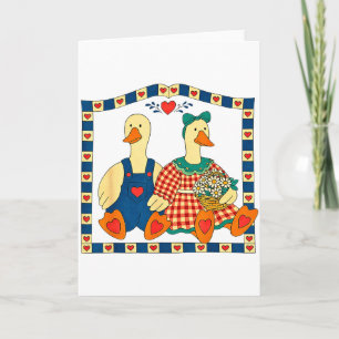 Volkskunst Eend Koppel Met Bloemen Landelijk Boerd Kaart