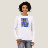 Volkskunst engel kat op wolk Tri-Blend shirt (Voorkant)