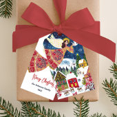 Volkskunst engel vrede op aarde Kerstmis Cadeaulabel