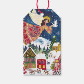Volkskunst engel vrede op aarde Kerstmis Cadeaulabel (Voorkant)