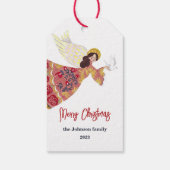 Volkskunst engel vrede op aarde Kerstmis Cadeaulabel (Achterkant)