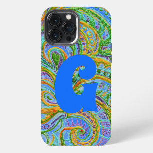 Volkskunst fantasiepatroon en monogram  iPhone 13 pro max hoesje