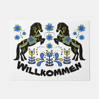 Volkskunst Friesian/Fries Welkom/Willkommen/blauw Deurmat