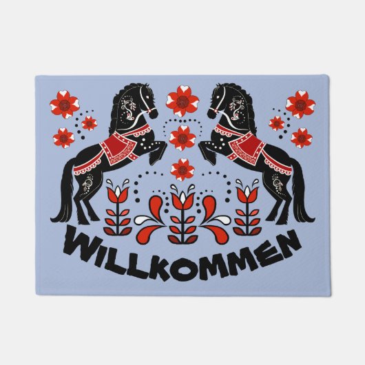 Volkskunst Friesian/Fries Welkom/Willkommen rood Deurmat (Voorkant)