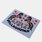 Volkskunst Friesian/Fries Welkom/Willkommen rood Deurmat (Schuin)