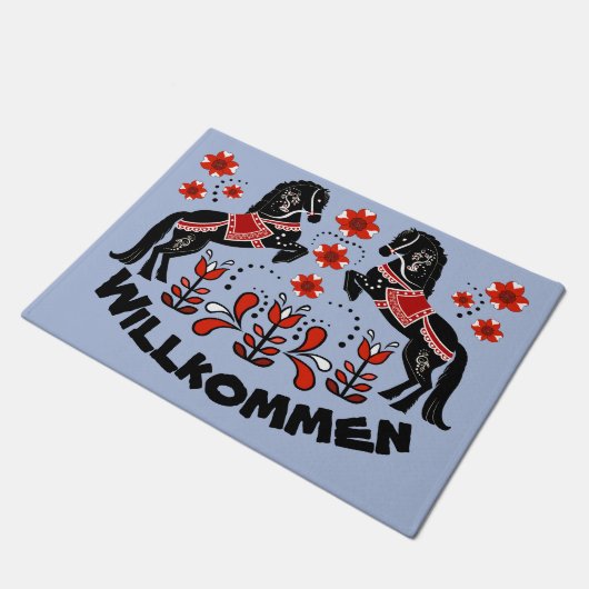 Volkskunst Friesian/Fries Welkom/Willkommen rood Deurmat (Schuin)