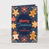 Volkskunst Gingerbread & Snowflake Kerstvakantie Kaart (Voorkant)