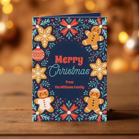 Volkskunst Gingerbread & Snowflake Kerstvakantie Kaart