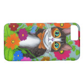 Volkskunst grillige kat en bloemen Case-Mate iPhone case (Achterkant (Horizontaal))