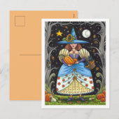 VOLKSKUNST Hekserij in griezelige bossen, ZWARTE K Feestdagenkaart (Voorkant / Achterkant)