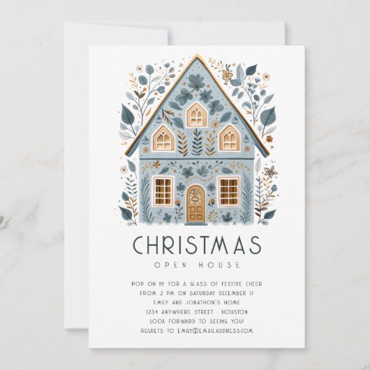 Volkskunst Home Kerst Open Huis Kaart (Voorkant)