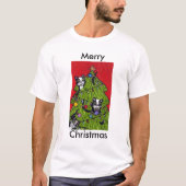 Volkskunst Katten Kerstboom T-shirt (Voorkant)