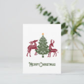 Volkskunst Kerst Kaart met rendieren en bomen (Staand voorkant)
