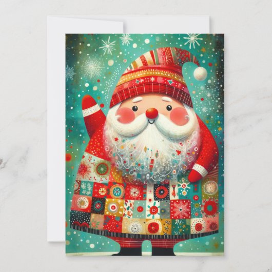 Volkskunst Kerstman Feestdagenkaart (Voorkant)