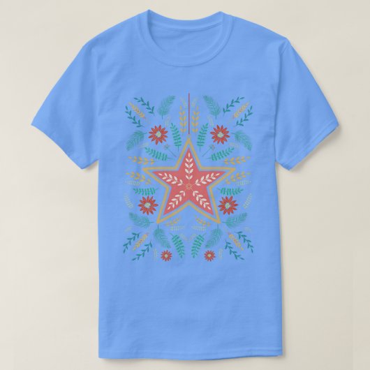 Volkskunst Kerstster T-shirt (Design voorkant)