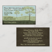 Volkskunst Landschap Primitieve Americana Bomen Visitekaartje (Voorkant / Achterkant)