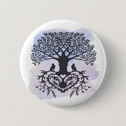 Volkskunst Levensboom Ronde Button 5,7 Cm (Voorkant)