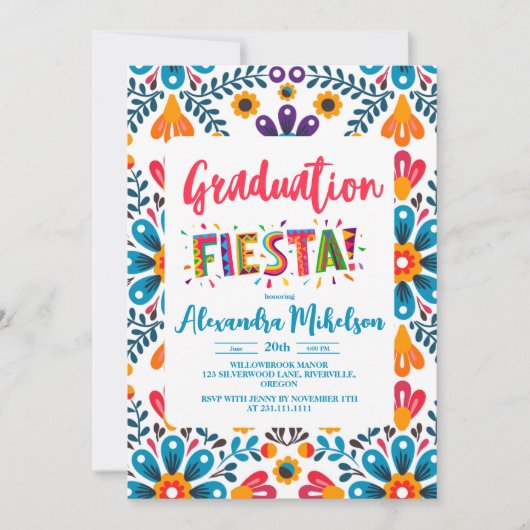 Volkskunst Mexicaans Fiesta Afstuderen Kaart (Voorkant)